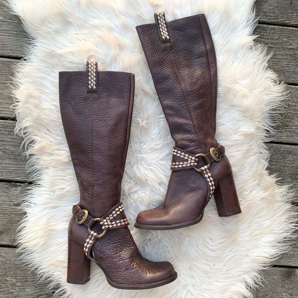 Leather Harness Platforms Boots made in Spain VTG